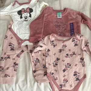 Disney Minnie Mouse Pink and Cream Baby One Piece Set